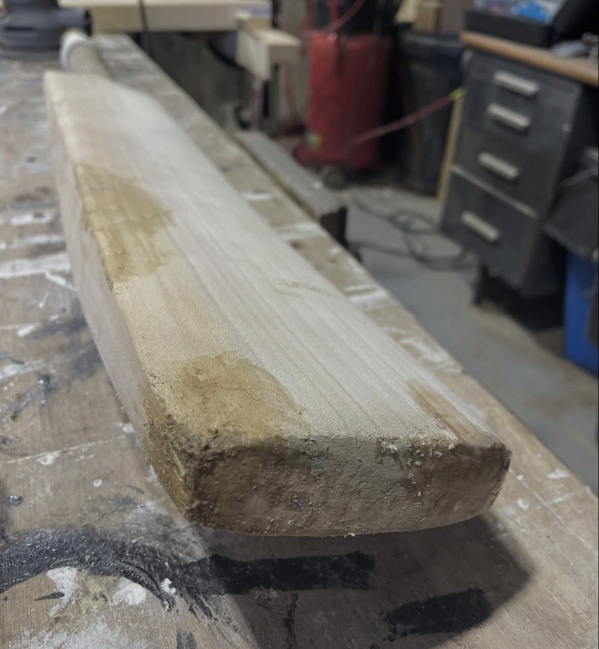 Ben's cricket bat repair workshop in Kent